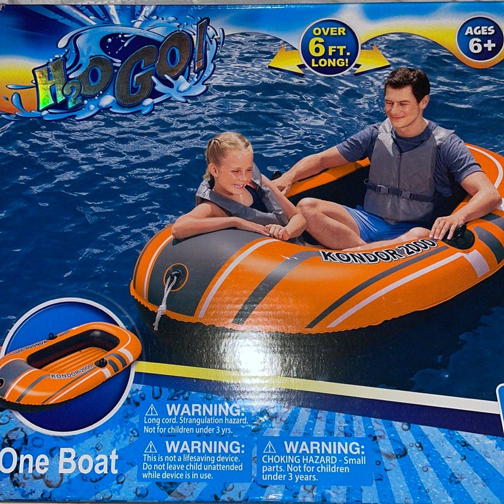 Water Raft Boat Float for Pool Lake Kondor 2000 Orange Black New in Box - Picture 3 of 3